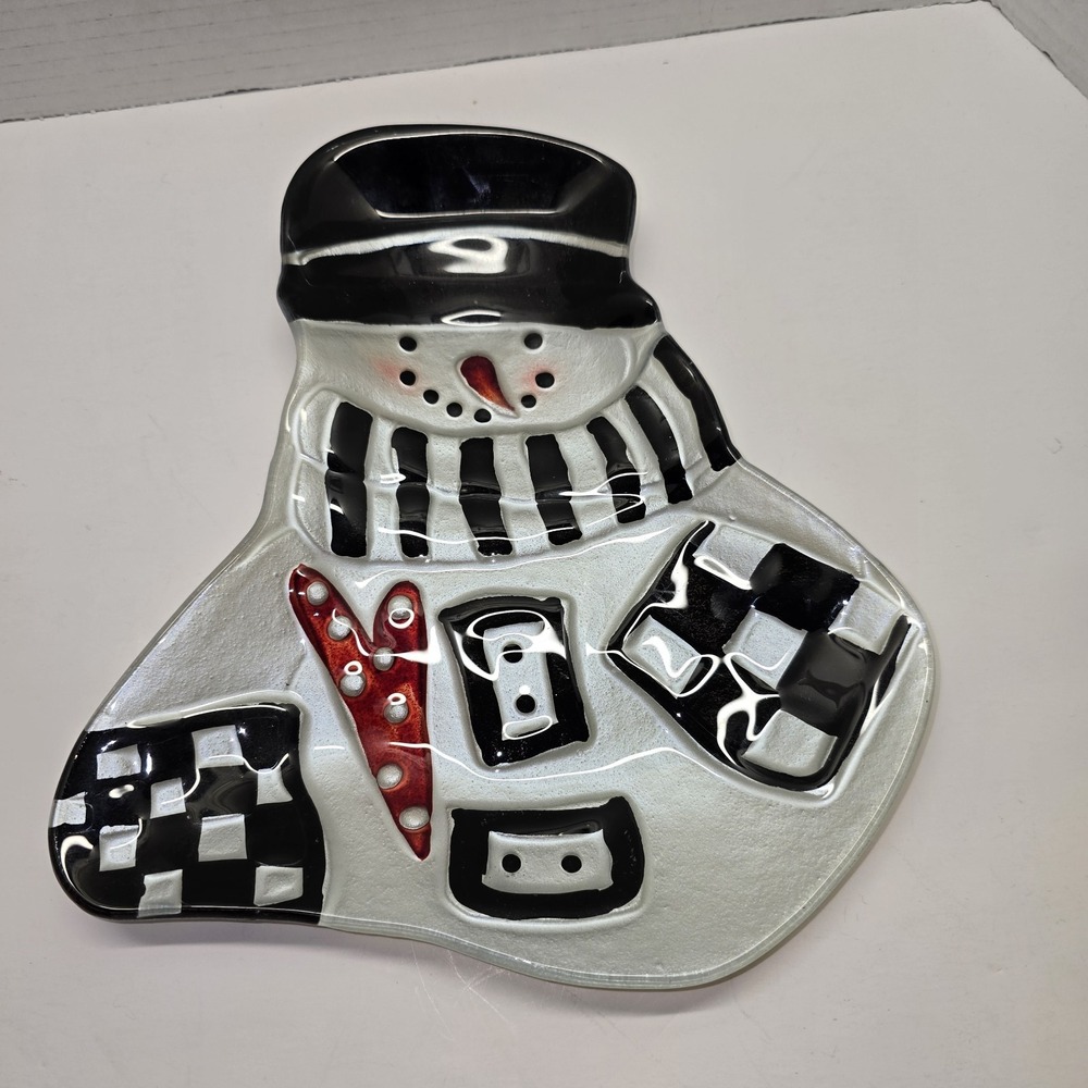 Snow Much Love Handpainted Glass Ornament Plate